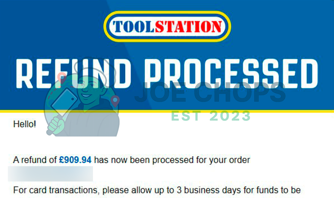 Toolstation Order Success